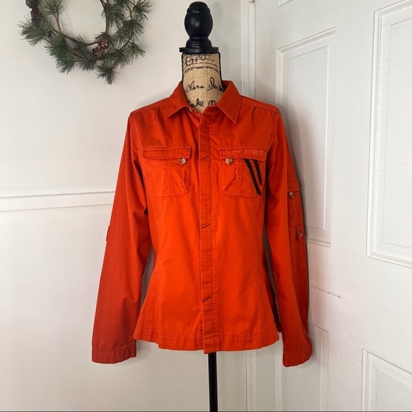 Spyder Burnt Orange Button Down Utility Shacket 100% Cotton - Picture 1 of 16